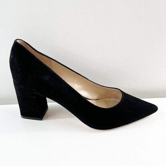 Marc Fisher Zala Pointed Toe Suede Block Heel Pumps Black 7 - Picture 1 of 9